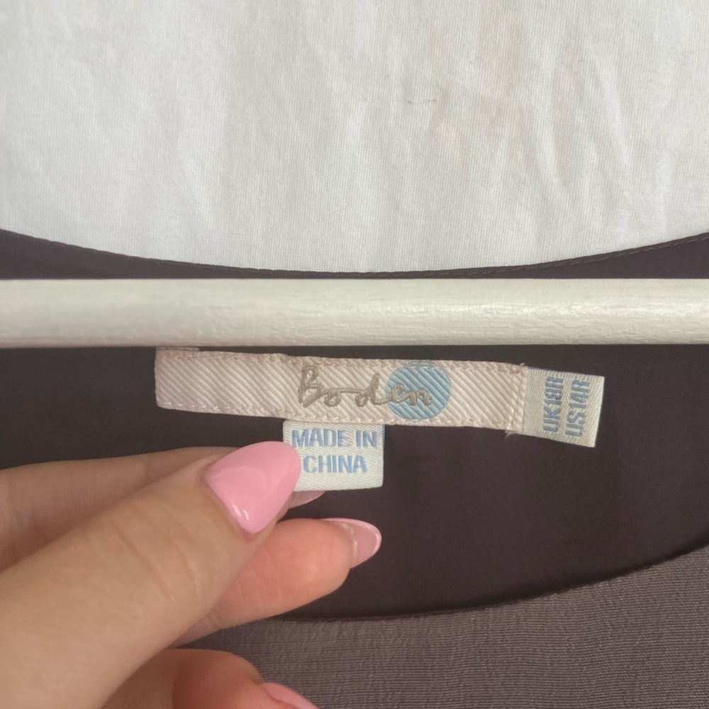 Boden Colorblock 3/4 Sleeve Shift Dress Career Business Purple Grey Size 14 - Picture 9 of 16